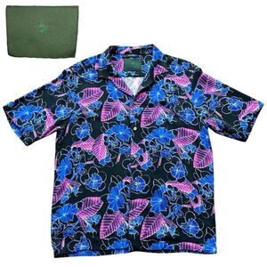 Roi Du Lac Short Sleeve Button Up Floral Hawaiian Shirt Mens Size Eur 50 Summer